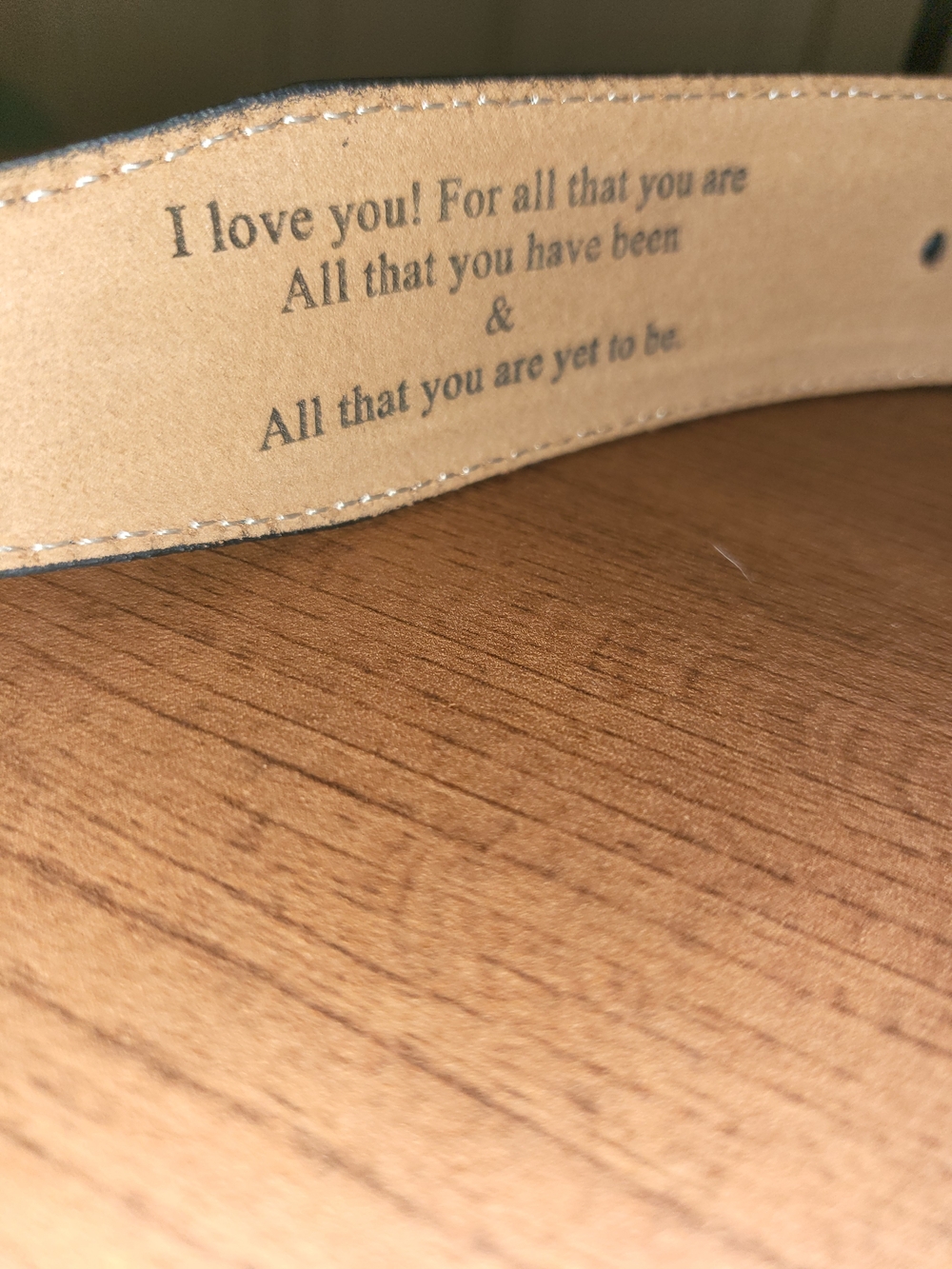 NWT PERFECT FOR FATHER'S DAY! Leather Belt with Inspirational Message - BLACK